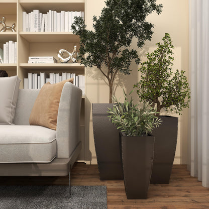 Deco 79 Metal Indoor Outdoor Planter Large Planter Pot with Tapered Base, Set of 3 Planters 20", 25", 30"H, Dark Gray