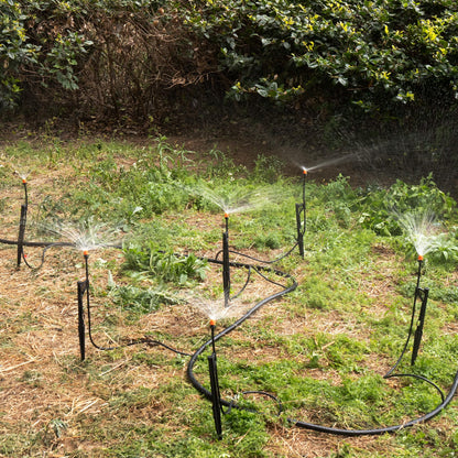 12 Sets 360°Drip Micro Spray Emitters with Sprinkler Stake, Drip Sprinkler Heads with Adjustable Riser 1/4" Irrigation Tubing and Barbed Coupler,Micro Sprinkler Assembly for Garden Irrigation System