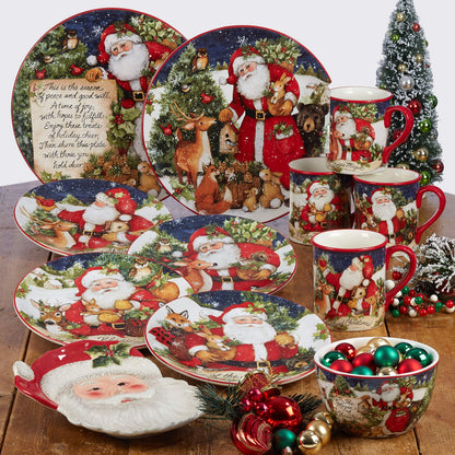 Magic of Christmas 72oz Santa Hand-Painted Cookie Jar – Whimsical Holiday Ceramic Treat Keeper with Woodland Friends, Bright Festive Colors, Hand Wash Only, Collectible Christmas Kitchen Décor