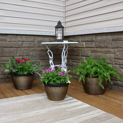 Sunnydaze 3-Piece Outdoor Planter Set - 12", 13", and 15" Resin Faux Basketweave Planters