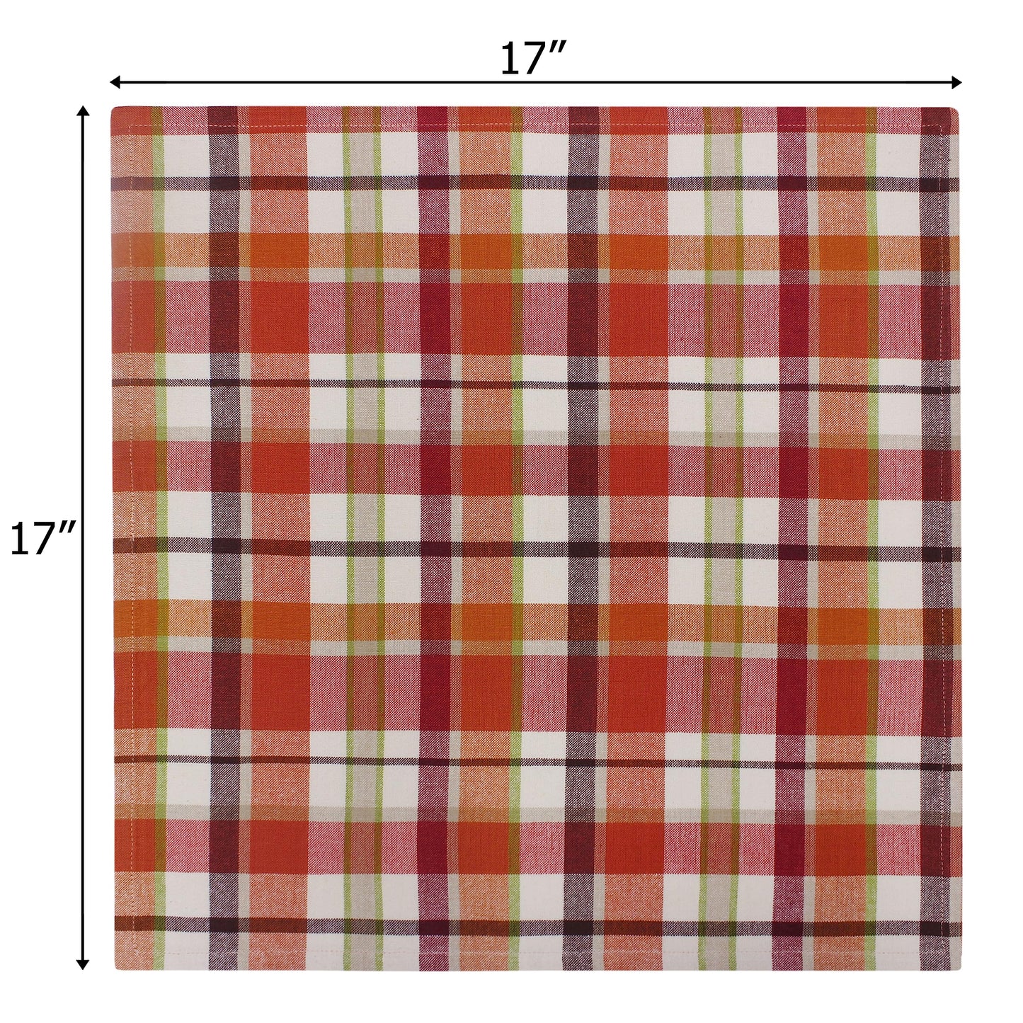 COTTON CRAFT Harvest Plaid Cloth Napkin - Set of 12 Pure Cotton Dinner Napkins - Everyday Fall Halloween Thanksgiving Holiday Party Table Napkin Gift - Reusable Napkin - 17x17 - Rust Orange Multi
