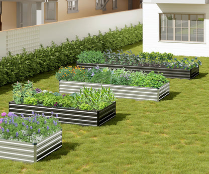 Easllre 2PCS 8x4x1ft Galvanized Raised Garden Bed,Outdoor Planter Box Metal Patio Kit Planting Bed for Vegetables Flowers Herb,Silver
