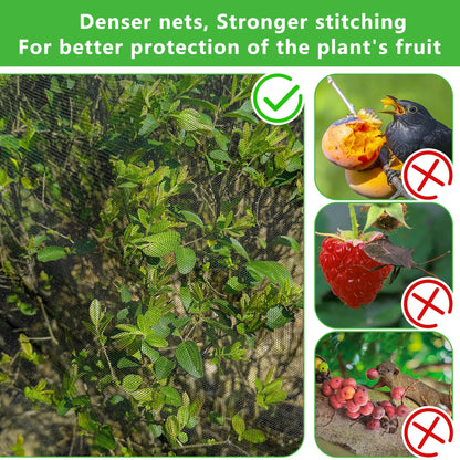 2 Pcs Black Large Fruit Tree Netting with Zipper and Drawstring, 5.3 x 5.3 Ft Breathable Mesh Garden Bird Netting Plant Cover, Insect Bird Barrier Net Mesh for Protect Plants from Squirrel Bugs