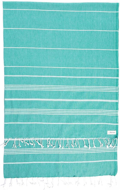 Bersuse Towels Anatolia XL Beach Blanket Throw Blanket Turkish Towel 100% Cotton Extra-Large Quick-Dry Lightweight Premium Peshtemal Towel - 61x82 Inches, Teal (Set of 3)