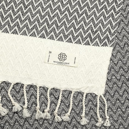 Madamelique Exclusive Hand Towels Set of 2-18 x 40 Inches - Decorative Bathroom Peshtemal Towel for Hand, Face, Hair, Yoga, Tea, Dishcloth, Kitchen and Bath - 100% Pure Cotton (Vintage Gray)