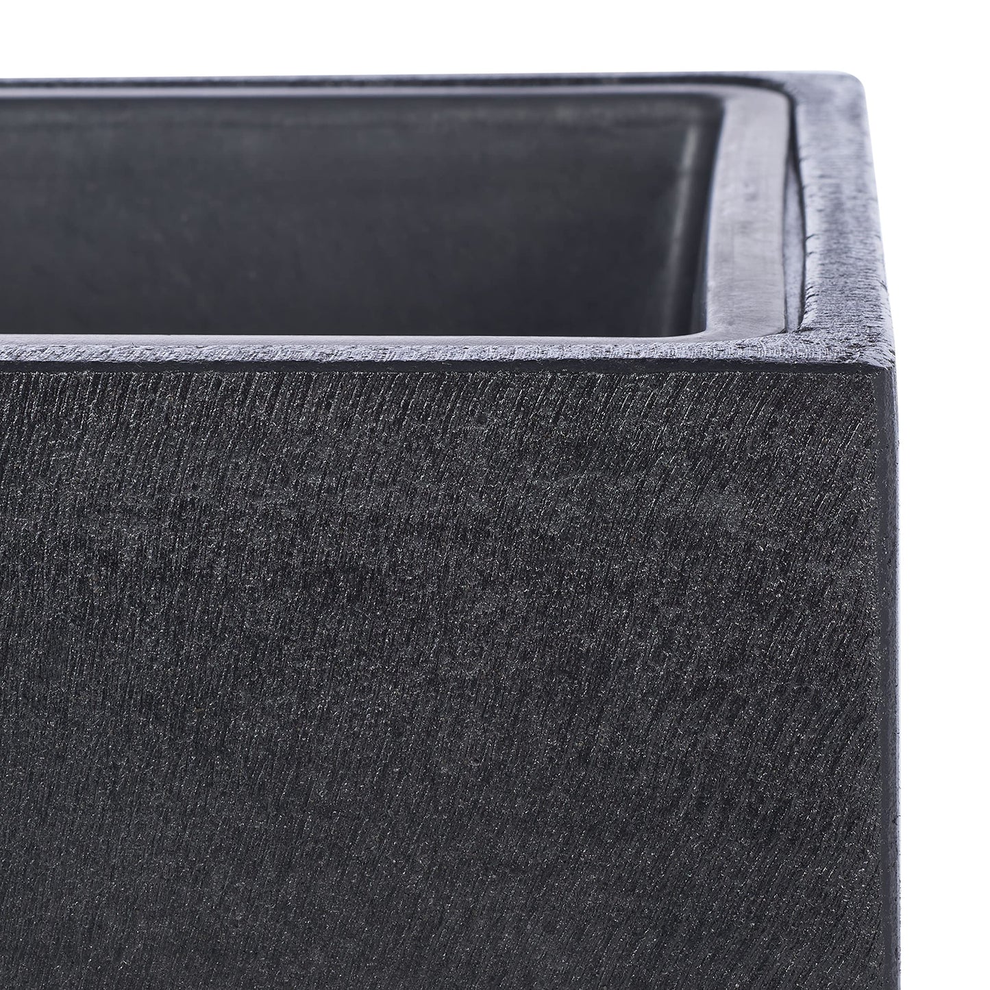SAFAVIEH Outdoor - Larlen Black Concrete Ficonstone Planter Pot, Frost Resistant Modern Cube Planter for Patio, Deck, Garden, No Drainage, 12.9" W x 12.9" D x 12.9" H (PAT1520A)