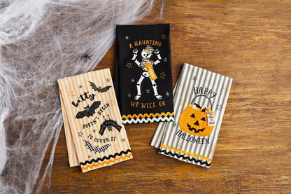 Mud Pie Applique Halloween Towel, Stripe, 18" x 26"