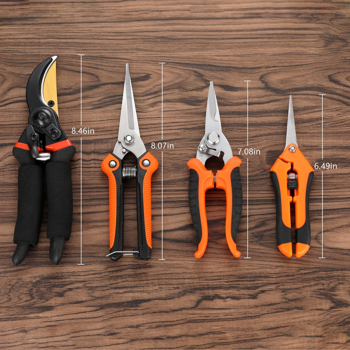 5 pack Garden Pruning Shears Stainless Steel Blades, Handheld Scissors Set with Gardening Gloves,Heavy Duty Garden Bypass Pruning Shears,Tree Trimmers Secateurs, Hand Pruner (Classic)