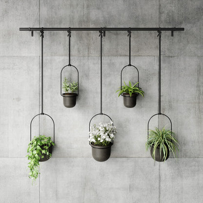 Umbra Triflora Hanging Planter for Window, Indoor Herb Garden, Set of 5, Black
