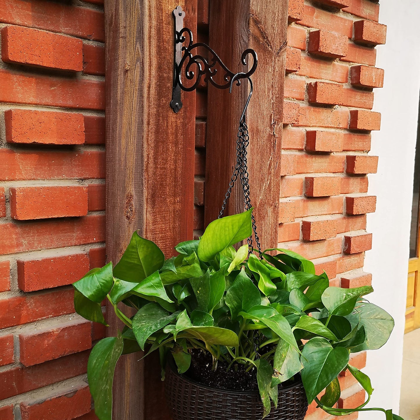 N+A Sunshine Iron Metal Hanging Planter Bracket, 2 Pack Wall Hooks for Hanging Birds Feeders, Latern, Wind Chimes, Coat, Decorative Indoor Outdoor (Black)