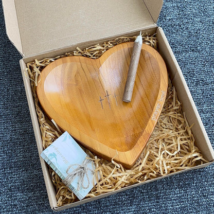 Pawnoc Heart Prayer Bowl with 30 Cards, Meaningful Gift for Friend, Handcrafted Wooden Bowl with Cross, Christian Decor, Religious Gift for Women, Mom, Dad, Daughter, or Husband, Perfect for Easter