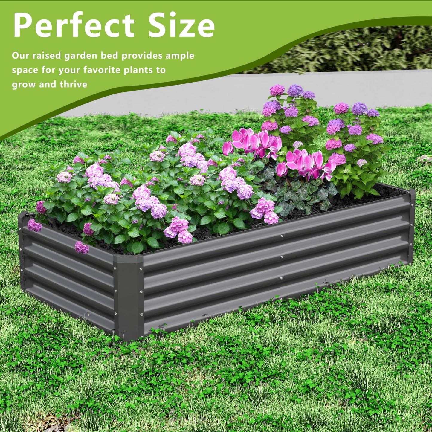 Ayen Guard 2PCS 4x2x1FT Galvanized Raised Garden Bed, Galvanized Planter Raised Garden Boxes Outdoor, Large Metal Raised Garden Beds for Vegetables-Grey