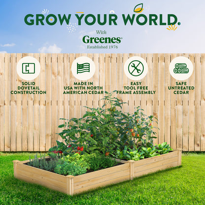 Greenes Fence Premium Cedar Raised Garden Bed, 4' x 8' x 10.5" (3/4" Thick) - Made in USA with North American Cedar