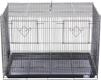 Prevue Pet Products Divided Flight Cage - Large Flight Cage for Small Birds, Stand Alone Enclosure with Divider, Designed for Exercise & Activity, Durable Metal Wire Frame - Black