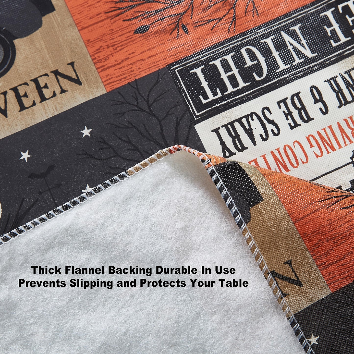 Newbridge Halloween Rustic Spooky Farm 60 x 84 Inch Oval Vinyl Tablecloth with Flannel Backing, Vintage Halloween Truck and Pumpkin Design, Easy Care Wipe Clean Table Cover