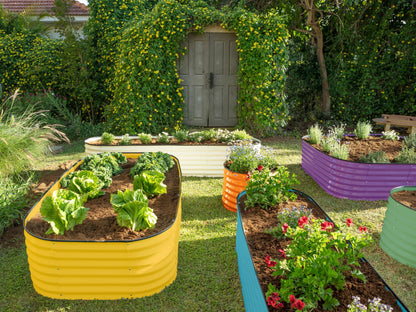 9-in-1 Galvanized Steel Raised Garden Bed // 8×2×1.5 ft Modular Planter for Gardening, Vegetables, Flowers // 18" Tall Metal Raised Garden Beds Outdoor (Yellow) // Patented Design Planter Box