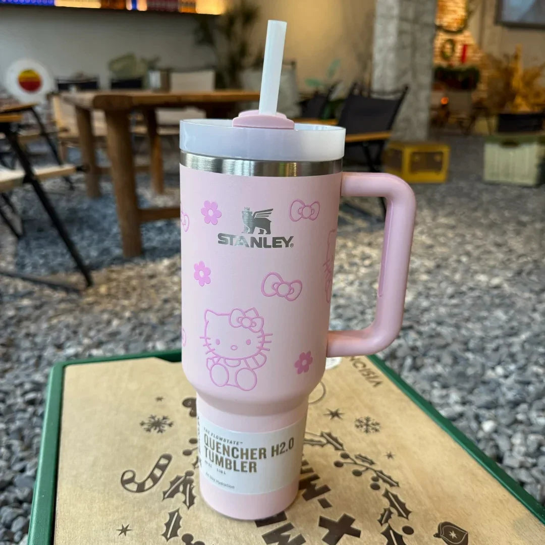 Pink Stanley Quencher H2.0 Tumbler – 40 oz Travel Cup